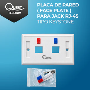 Placa de Pared ( Face Plate ) para Jack RJ-45 tipo Keystone