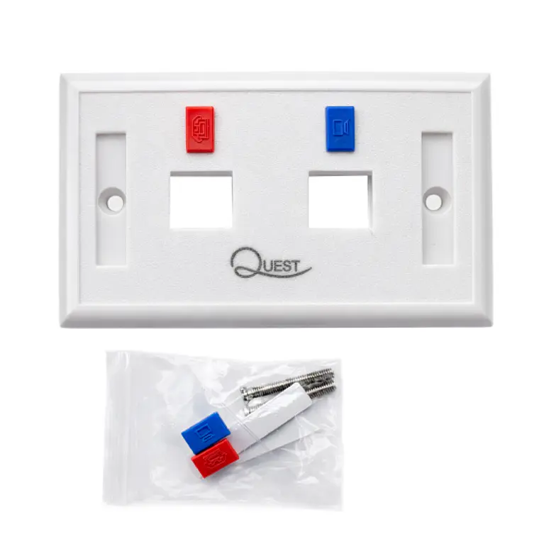 Placa de Pared ( Face Plate ) para Jack RJ-45 tipo Keystone de 2 Puertos 2