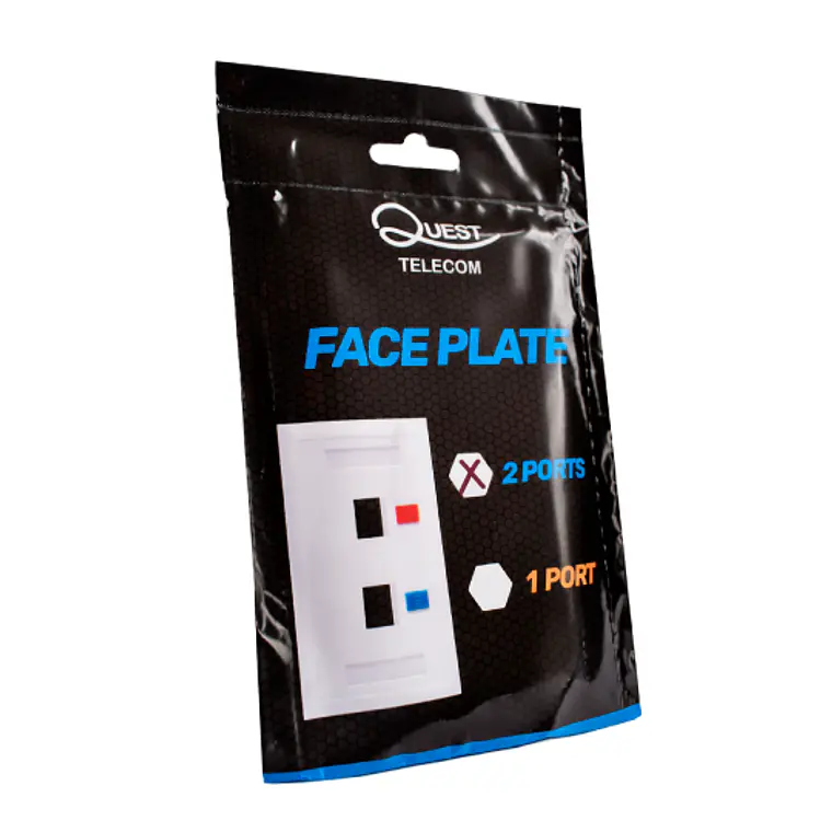 Placa de Pared ( Face Plate ) para Jack RJ-45 tipo Keystone de 2 Puertos 3