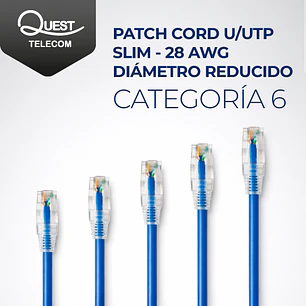 Patch Cord Cat 6 Slim 28 AWG - Diámetro Reducido