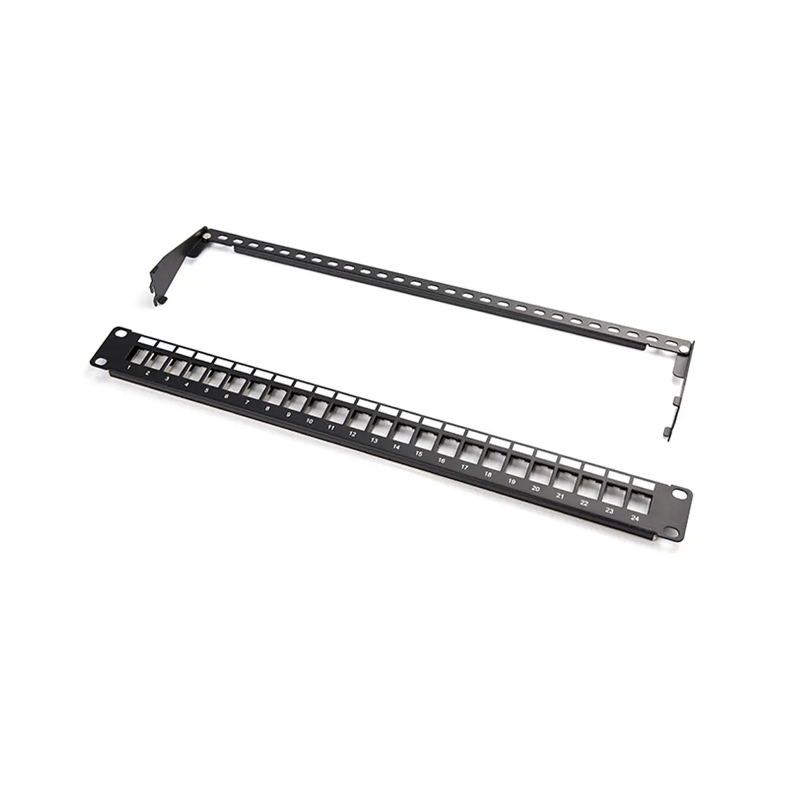 Patch Panel Modular Blindado de 24 Puertos Cat 6A 3