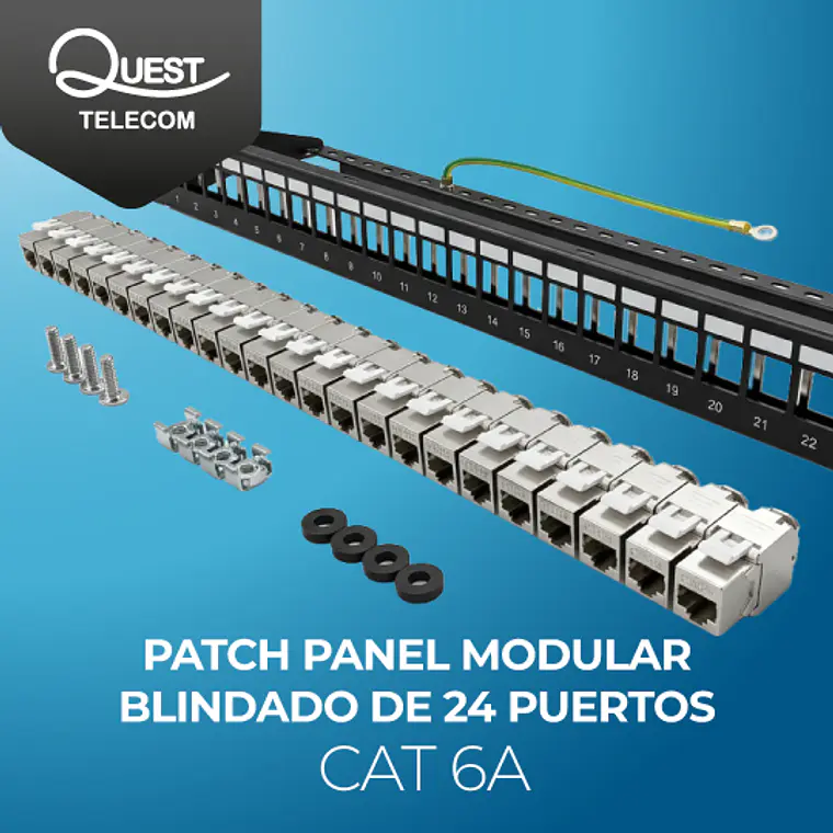 Patch Panel Modular Blindado de 24 Puertos Cat 6A 1