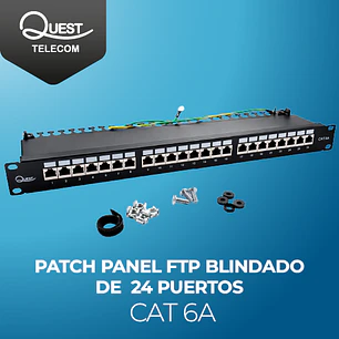 Patch Panel Cat 6A FTP Blindado 24 Puertos - Conexión a 90°