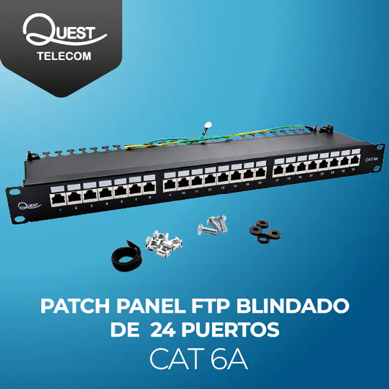 Patch Panel Cat 6A FTP Blindado 24 Puertos - Conexión a 90° 1