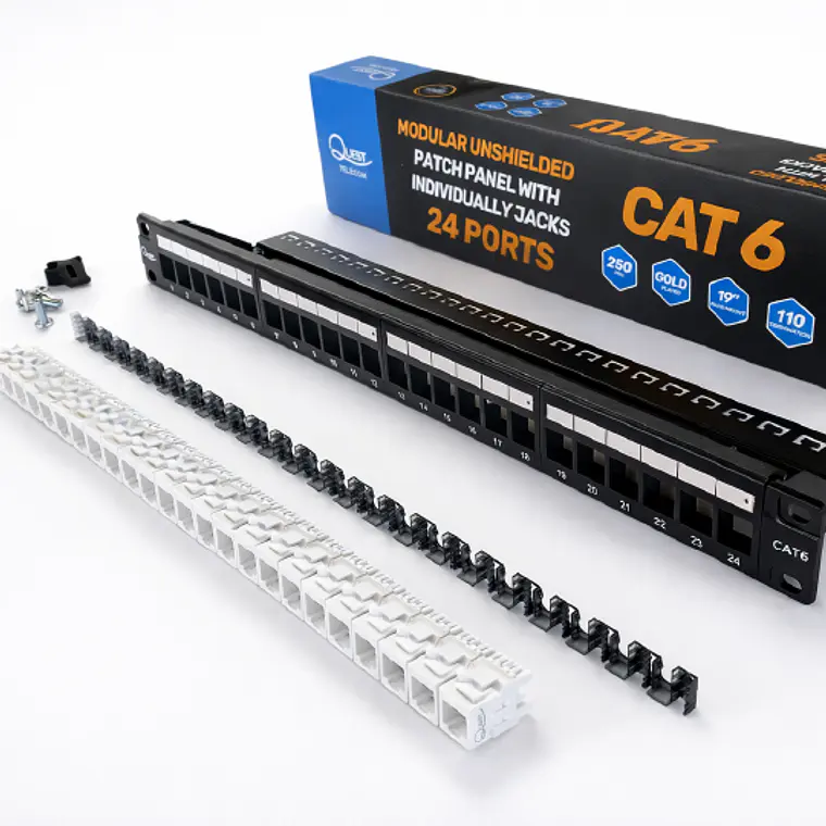 Patch Panel Modular 24 Puertos Cat6 Quest - QST-1624M | Garantía 10 años 3