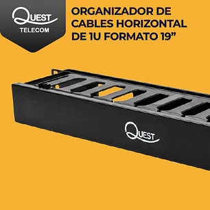 Organizador Horizontal de Cables 1U con  12 ranuras para Rack 19