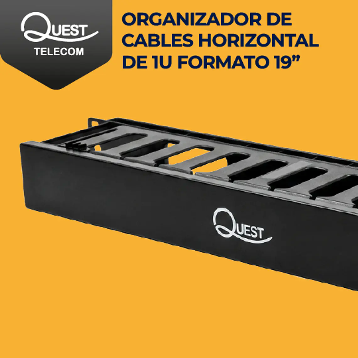 Organizador Horizontal de Cables 1U con  12 ranuras para Rack 19