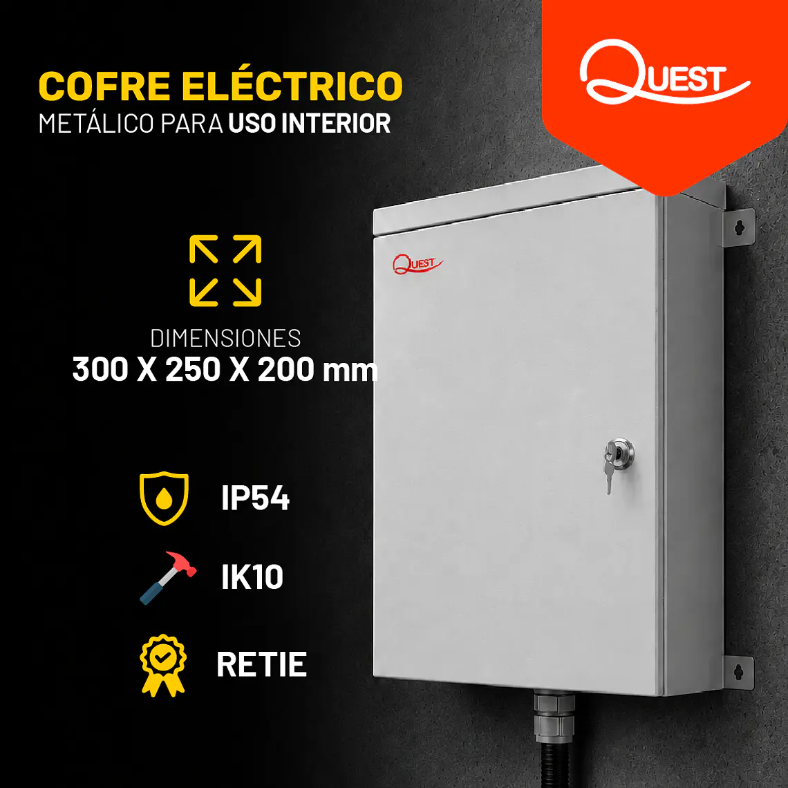 Cofre Eléctrico Metálico 300 x 250 x 200 Uso Interior 1