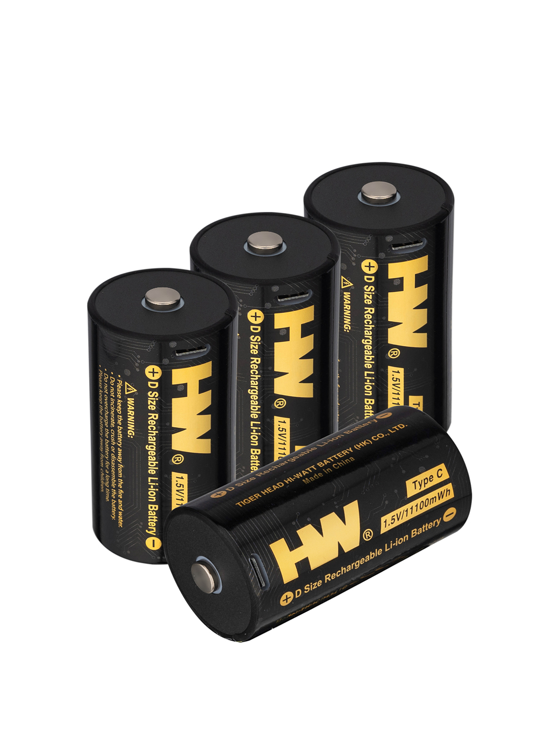 Pilhas de íon de lítio de alta capacidade tamanho D 1,5 V com carregamento direto USB-C 1