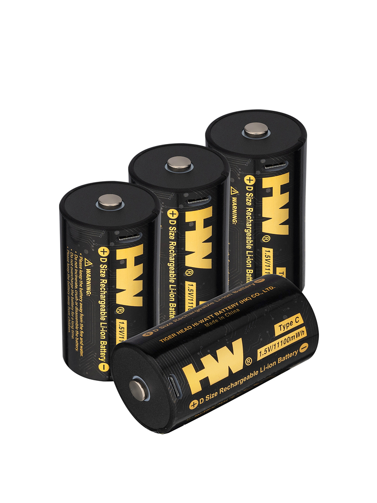 Pilhas de íon de lítio de alta capacidade tamanho D 1,5 V com carregamento direto USB-C 1