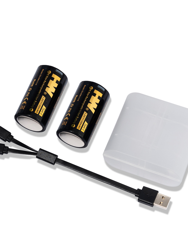 Pilhas de íon de lítio de alta capacidade tamanho D 1,5 V com carregamento direto USB-C 3