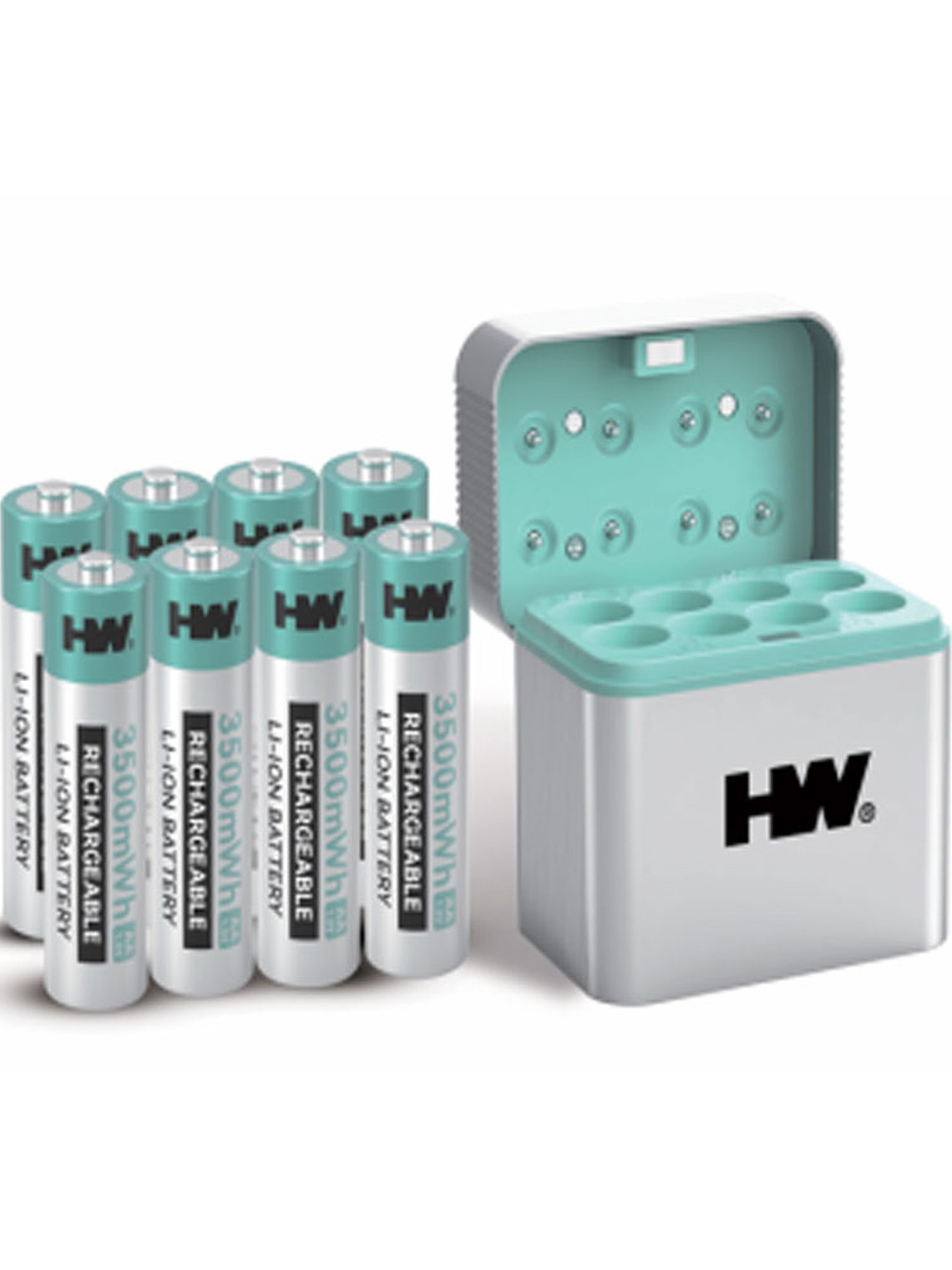 8 Pilhas AAA Recarregáveis 1,5 V 1200 mWh com Caixa-Carregador Inteligente (Pack de 8) 1