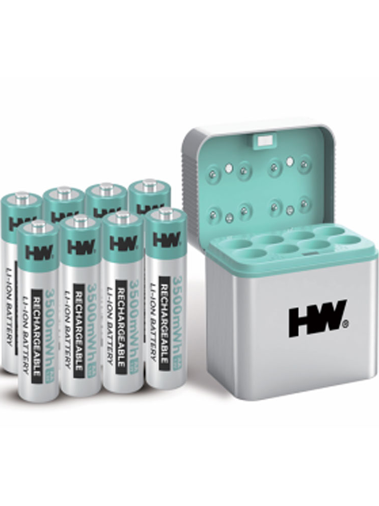 8 Pilhas AAA Recarregáveis 1,5 V 1200 mWh com Caixa-Carregador Inteligente (Pack de 8) 1