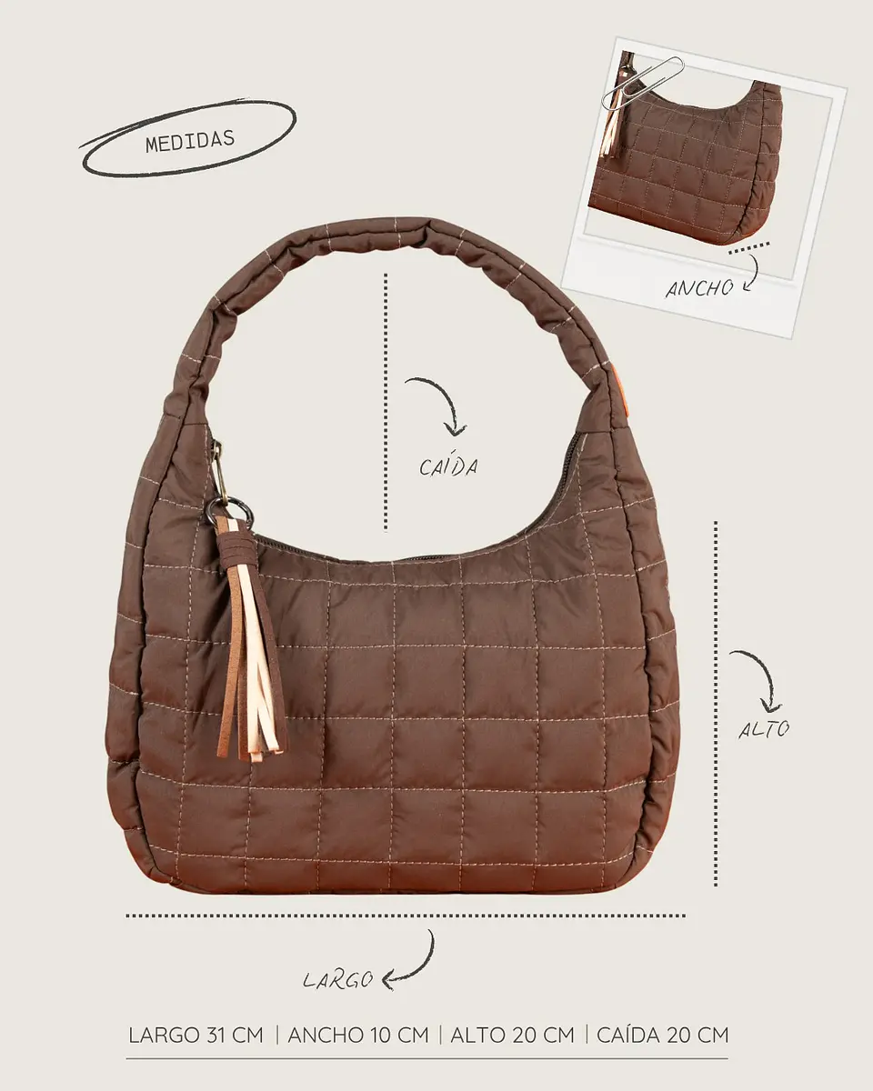BOLSO HOBE DE HOMBRO M Tela antifluido – chocolate  3