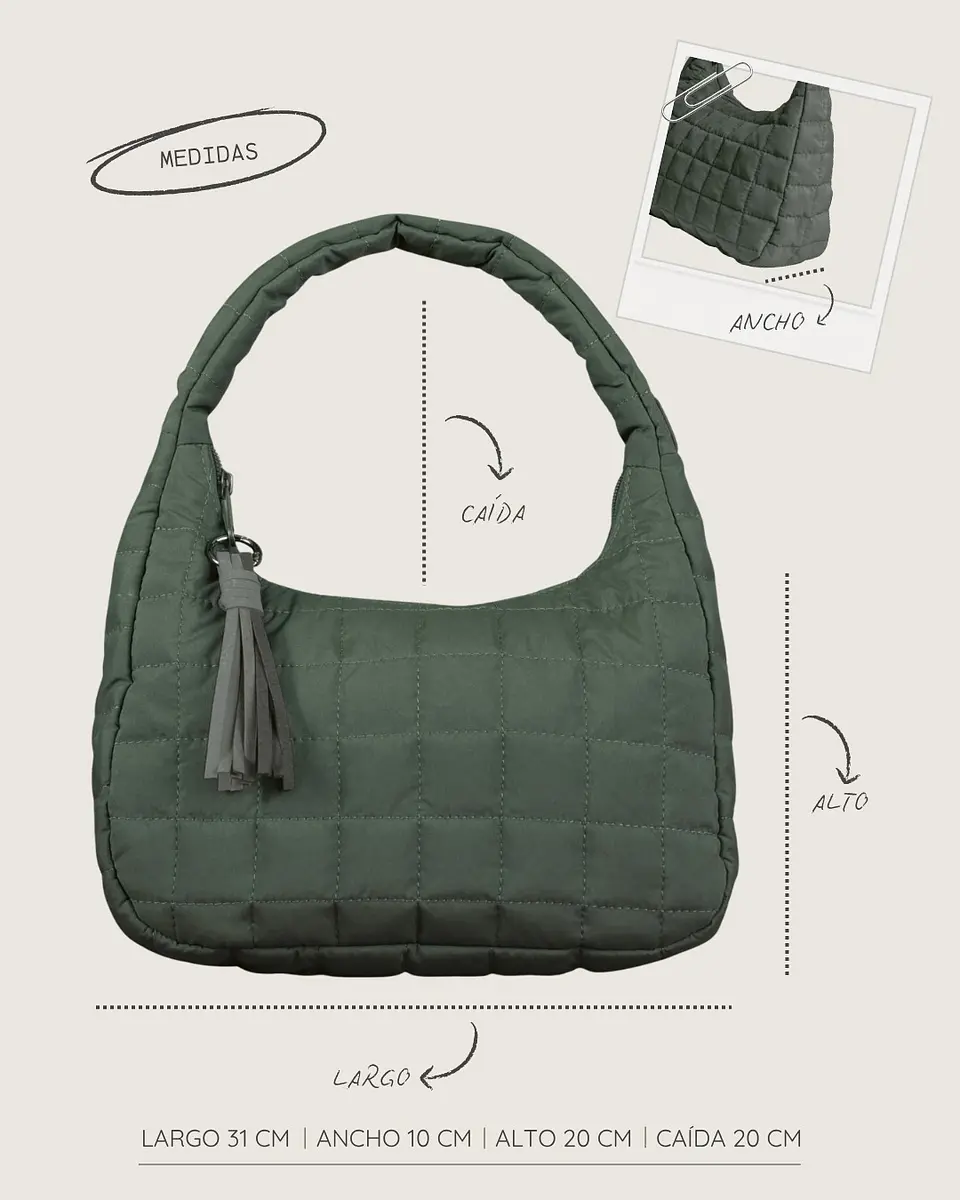 BOLSO HOBE DE HOMBRO M Tela antifluido – verde    3