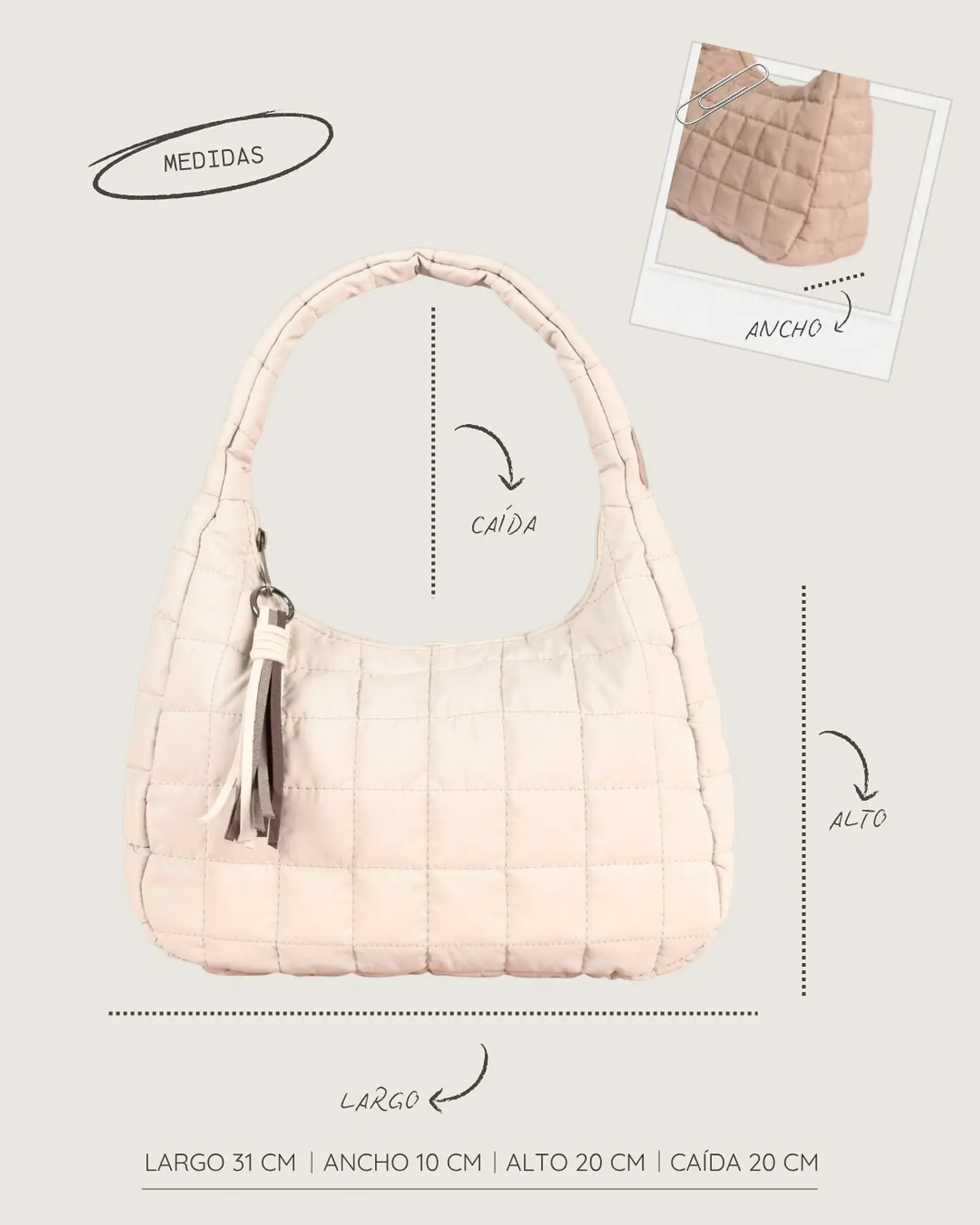 BOLSO HOBE DE HOMBRO M Tela antifluido – biege 3