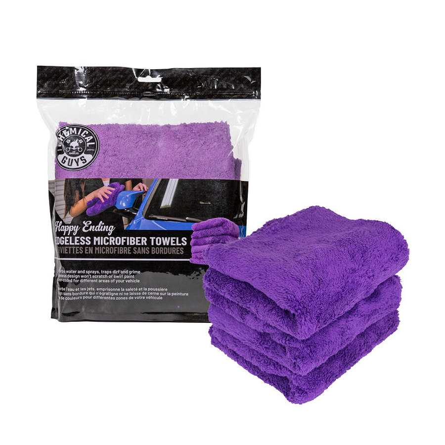 Happy Ending Edgless Microfiber Towel 16″ X 16″ (3 Pack) PURPLE