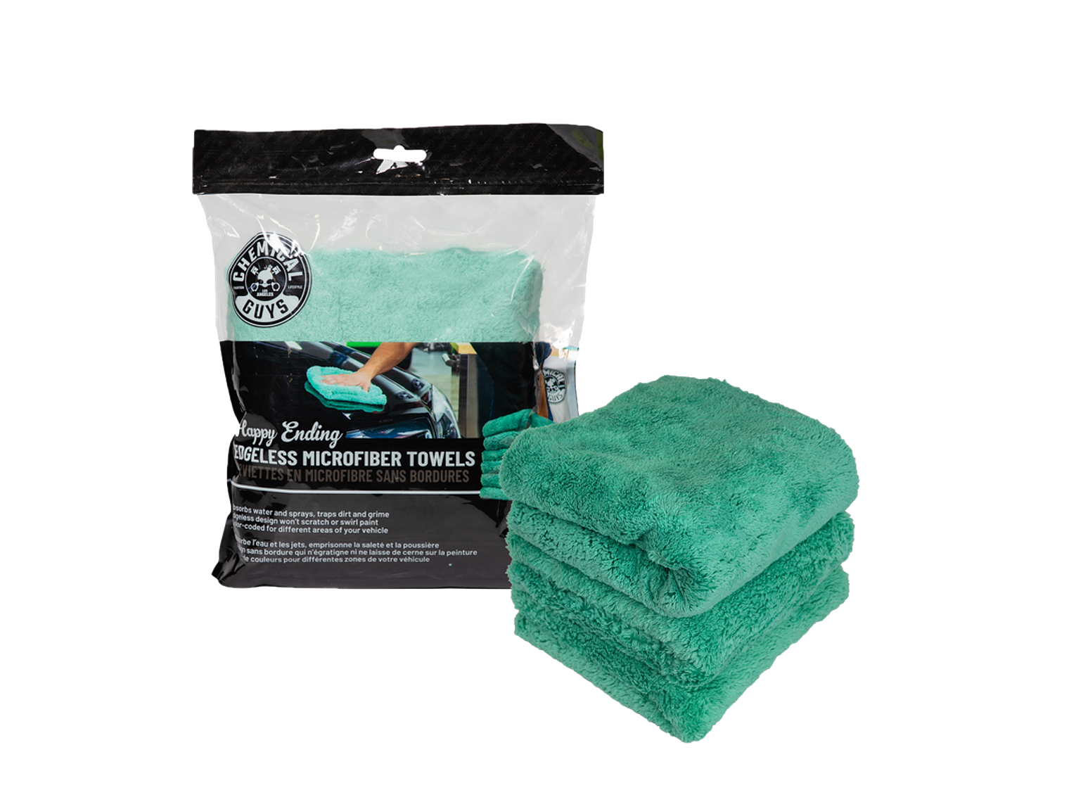 HAPPY ENDING EDGLESS MICROFIBER TOWEL 16″ X 16″ (3 PACK) VERDE 1