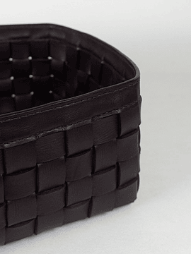LEATHER WOVEN BASKET