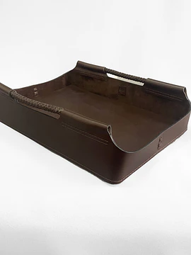 CAJA DE CUERO TRENZADA