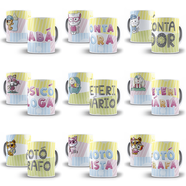 30 Artes Caneca Profissão Editável em Corel Draw 1