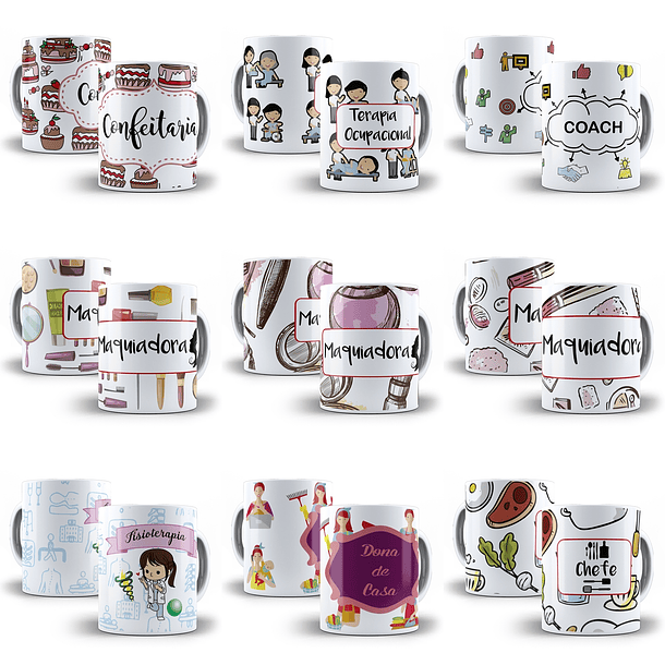 79 Artes para Caneca Profissões Editável em Corel Draw 1