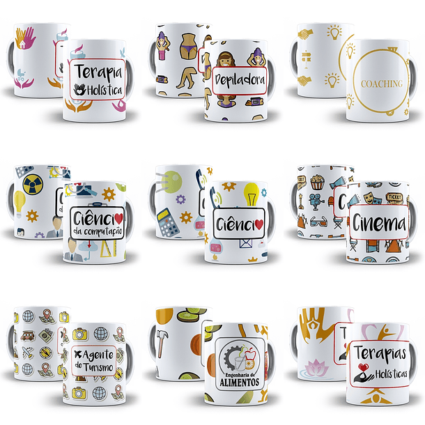 79 Artes para Caneca Profissões Editável em Corel Draw 2