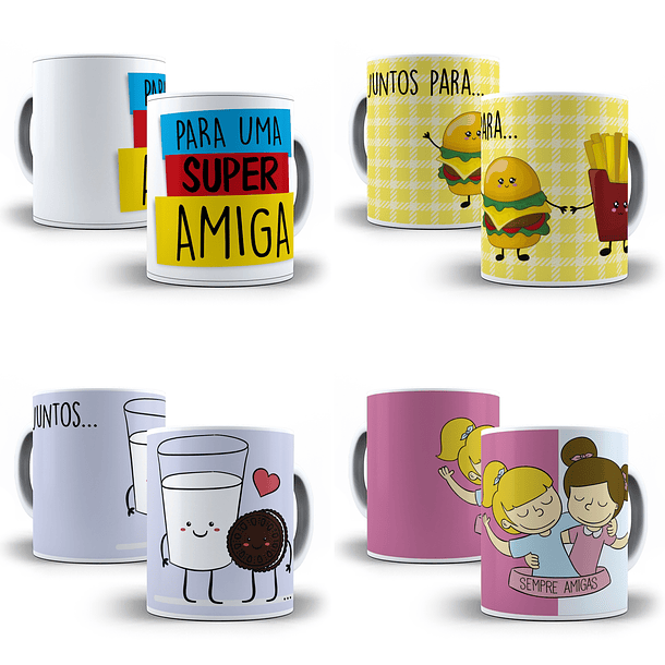 30 Artes Caneca Amizade Editável em Corel Draw 4