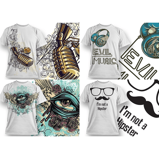 30 Artes para Camisa Caveira Editável em Corel Draw 3