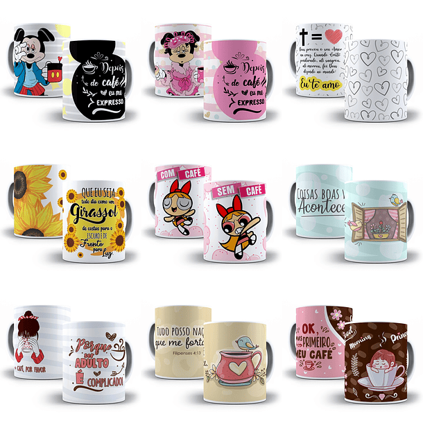 140 Artes para Caneca Temas Variados Sublimação Arquivo em Jpge/Png 6