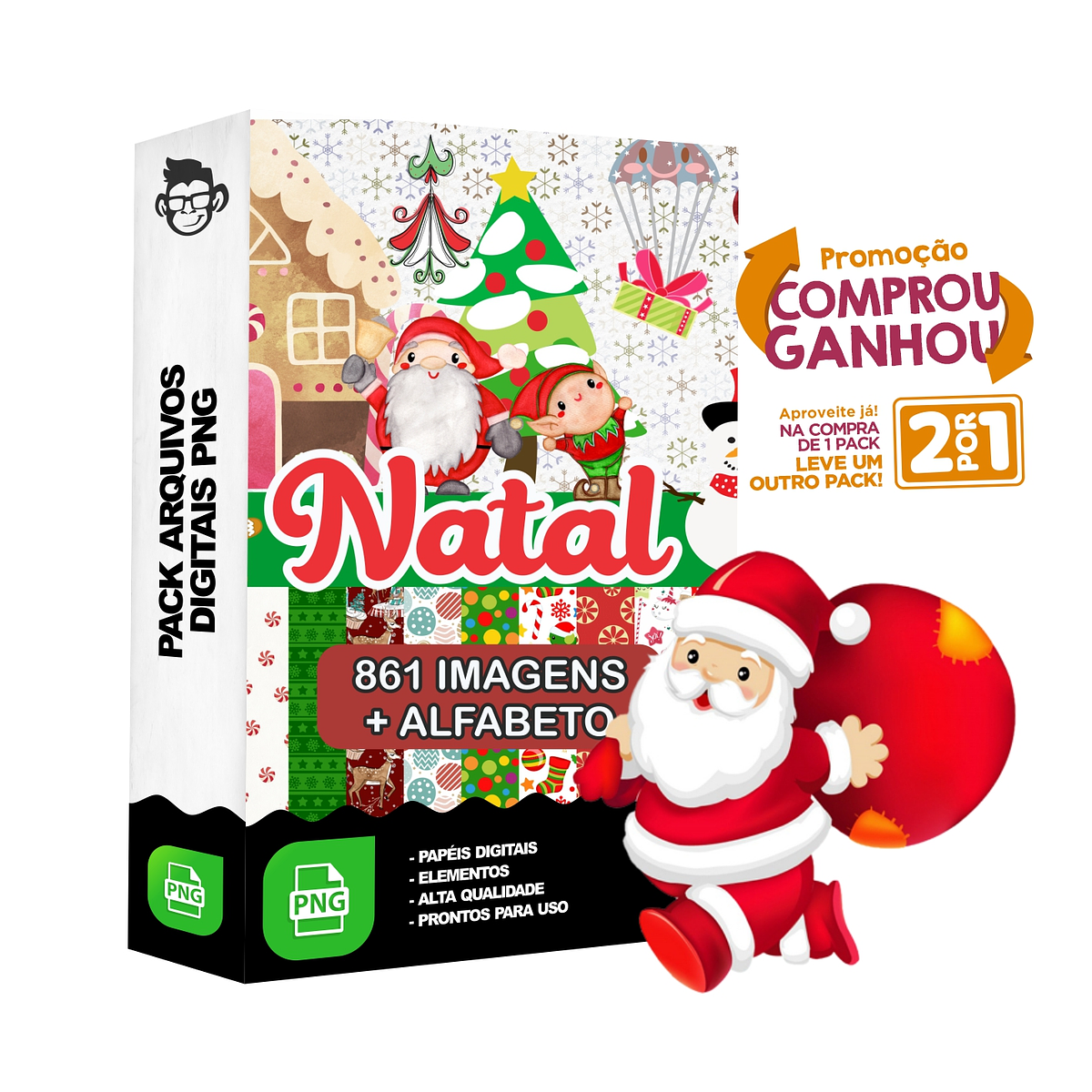 Kit Digital Natal com 371 Imagens em PNG