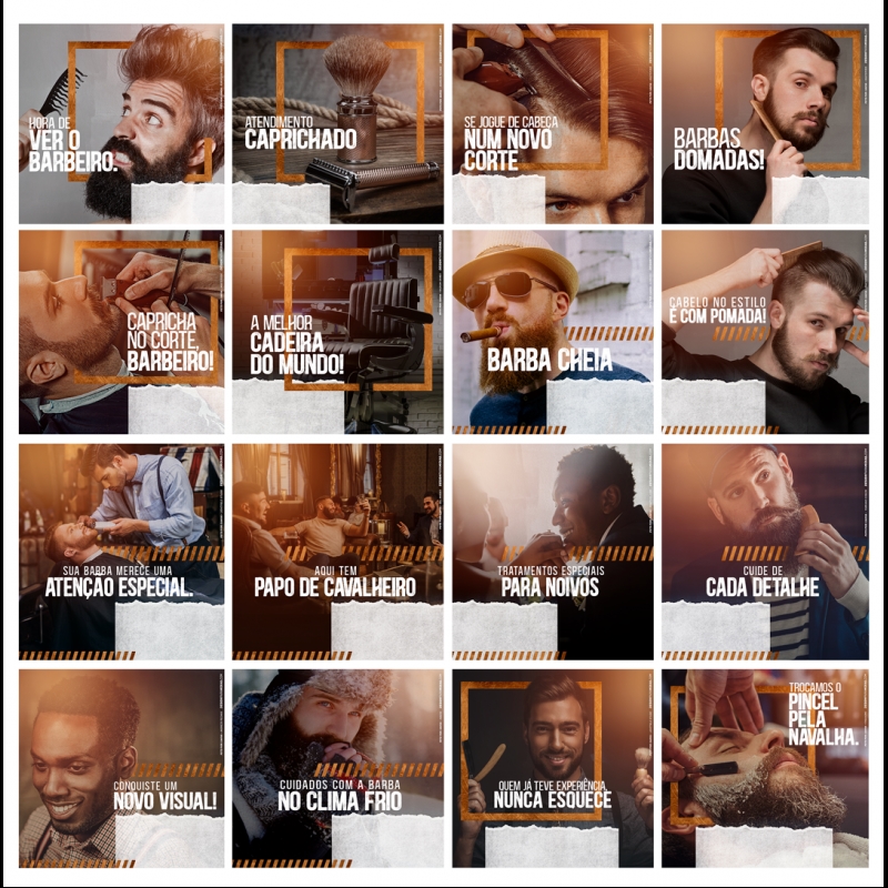 130 Artes para Barbearia Cabelereiro Mídias Sociais Editáveis Photoshop + Png 1