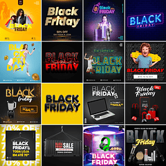 60 Artes Mídias Sociais Black Friday Editáveis Photoshop