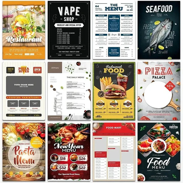 500 Artes Cardapio Menus Alimentos Editáveis Photoshop