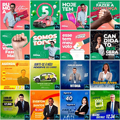 200 Artes Mídias Sociais Campanha Politica Eleitoral Editáveis Photoshop