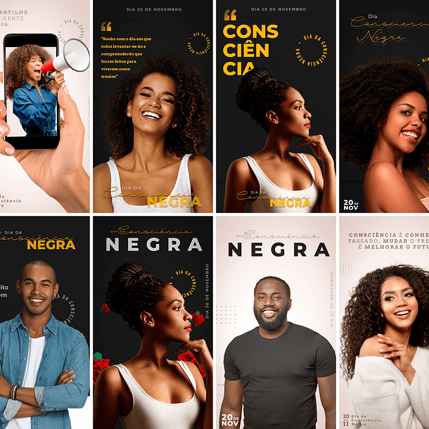 30 Artes Mídias Sociais Consciencia Negra Editáveis Photoshop 3