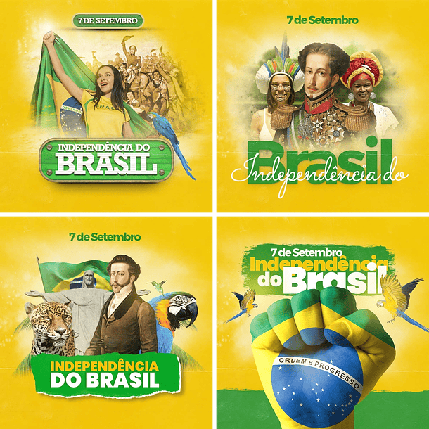 10 Artes Mídias Sociais Independêcia do Brasil Editáveis Photoshop 1