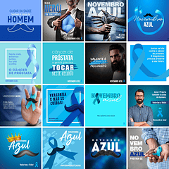 40 Artes Mídias Sociais Novembro Azul Editáveis Photoshop