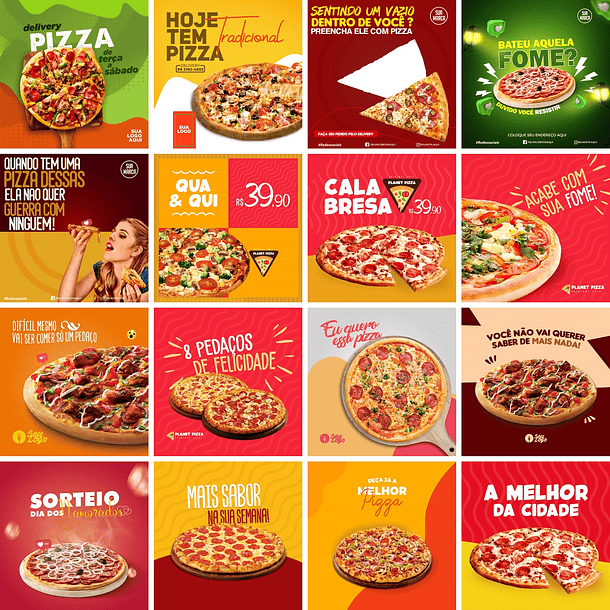 Post Feed Pizzaria Novidade Agora Tem Pizza Social Media PSD Editável  [download] - Designi