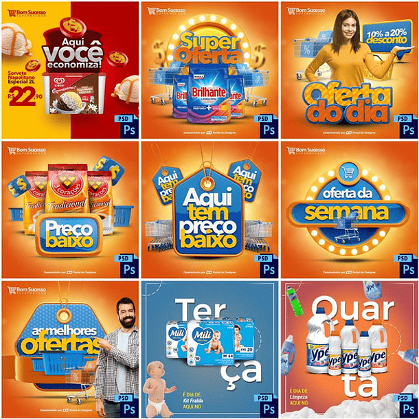 55 Artes Mídias Sociais Supermercados Editáveis Photoshop + Png 2