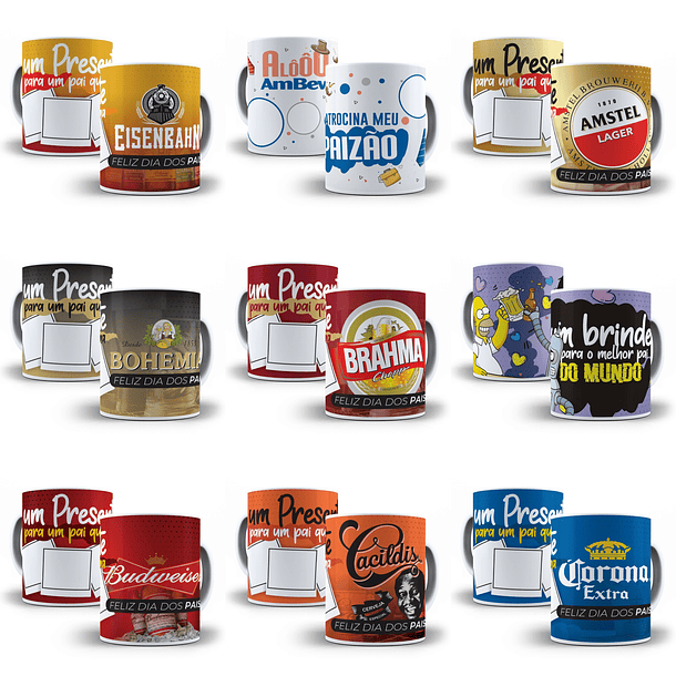 24 Artes para Caneca Dia dos Pais Editável em Corel Draw 1