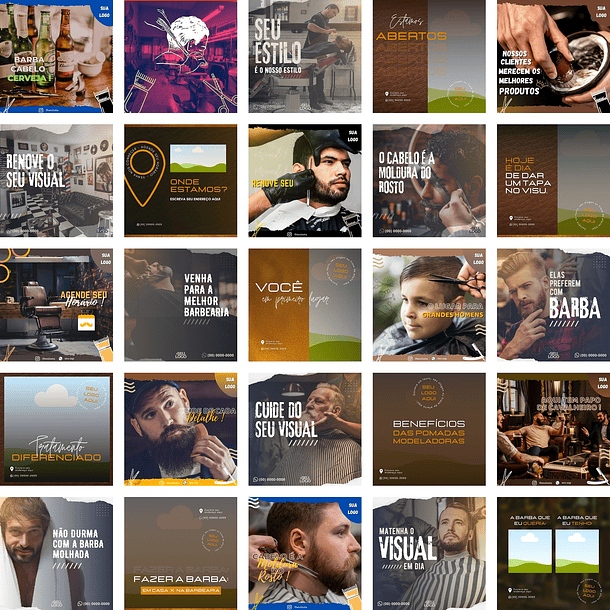 Pack Canva Barbearia Cabeleireiro Templates Editáveis 50 Artes + Bônus 2