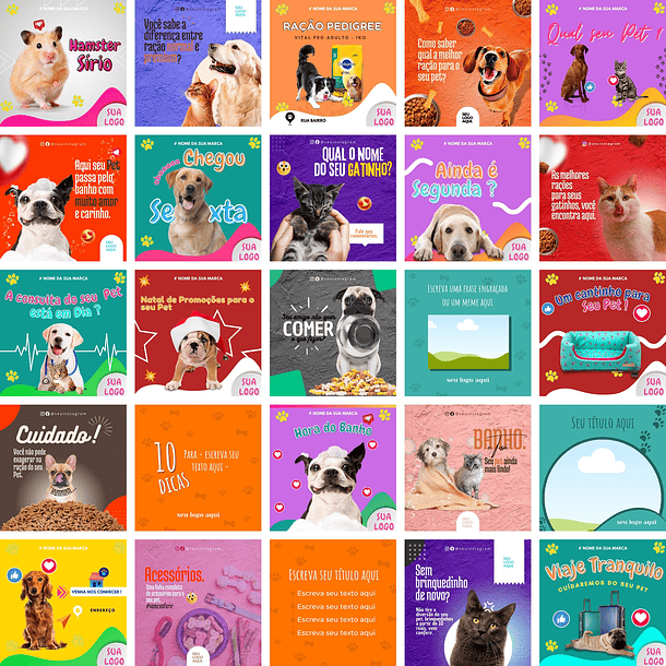 Pack Canva Petshop Pet Shop Templates Editáveis 360 Artes + Bônus 1