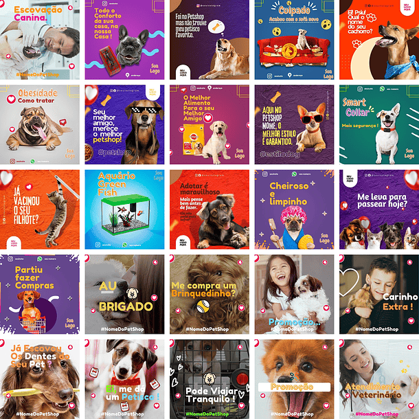 Pack Canva Petshop Pet Shop Templates Editáveis 360 Artes + Bônus 4