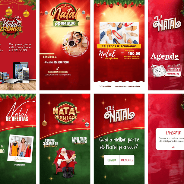 Pack Canva Natal Feed e Storie Templates Editáveis 25 Artes + Bônus 2