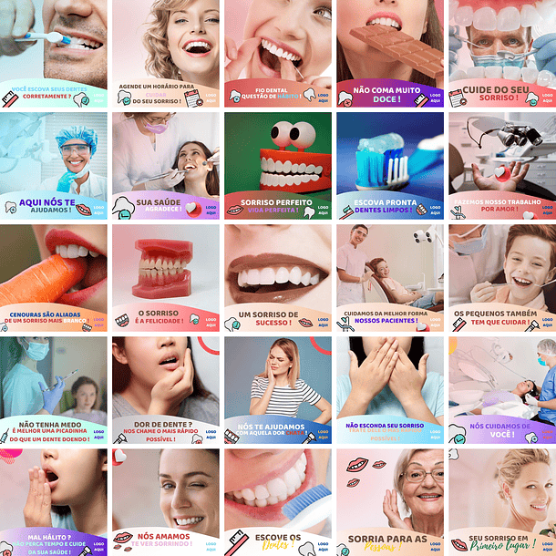 Pack Canva Dentista Odonto 3.0 Templates Editáveis 50 Artes + Bônus 2