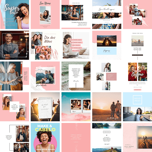 Pack Canva Feed Post Instagram 2.0 Templates Editáveis 100 Artes + Bônus 1