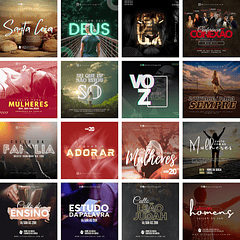 Pack Canva Gospel Cultos Louvor Templates Editáveis 40 Artes + Bônus