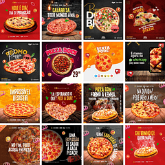 Pack Canva Pizzaria Pizza Templates Editáveis 30 Artes + Bônus