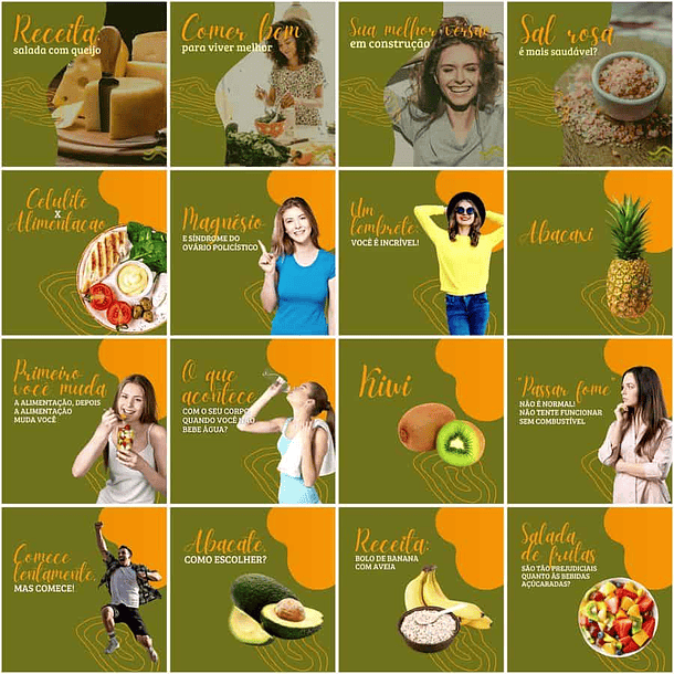 Pack Canva Nutricionista Nutrição Templates Editáveis 200 Artes + Legendas 5